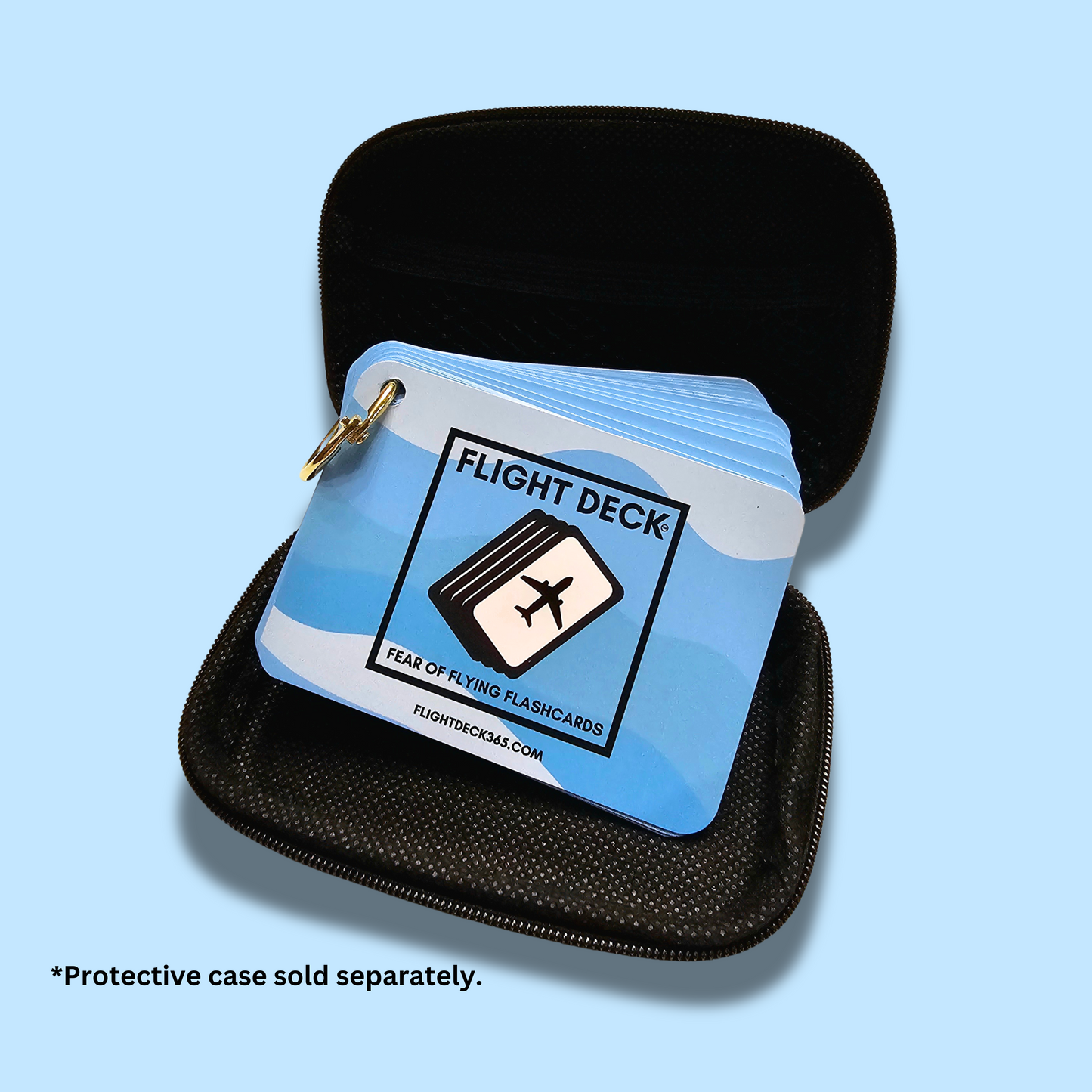 Flight Deck Fear of Flying Flashcards with Gold Ring Binder - BLUE WAVE