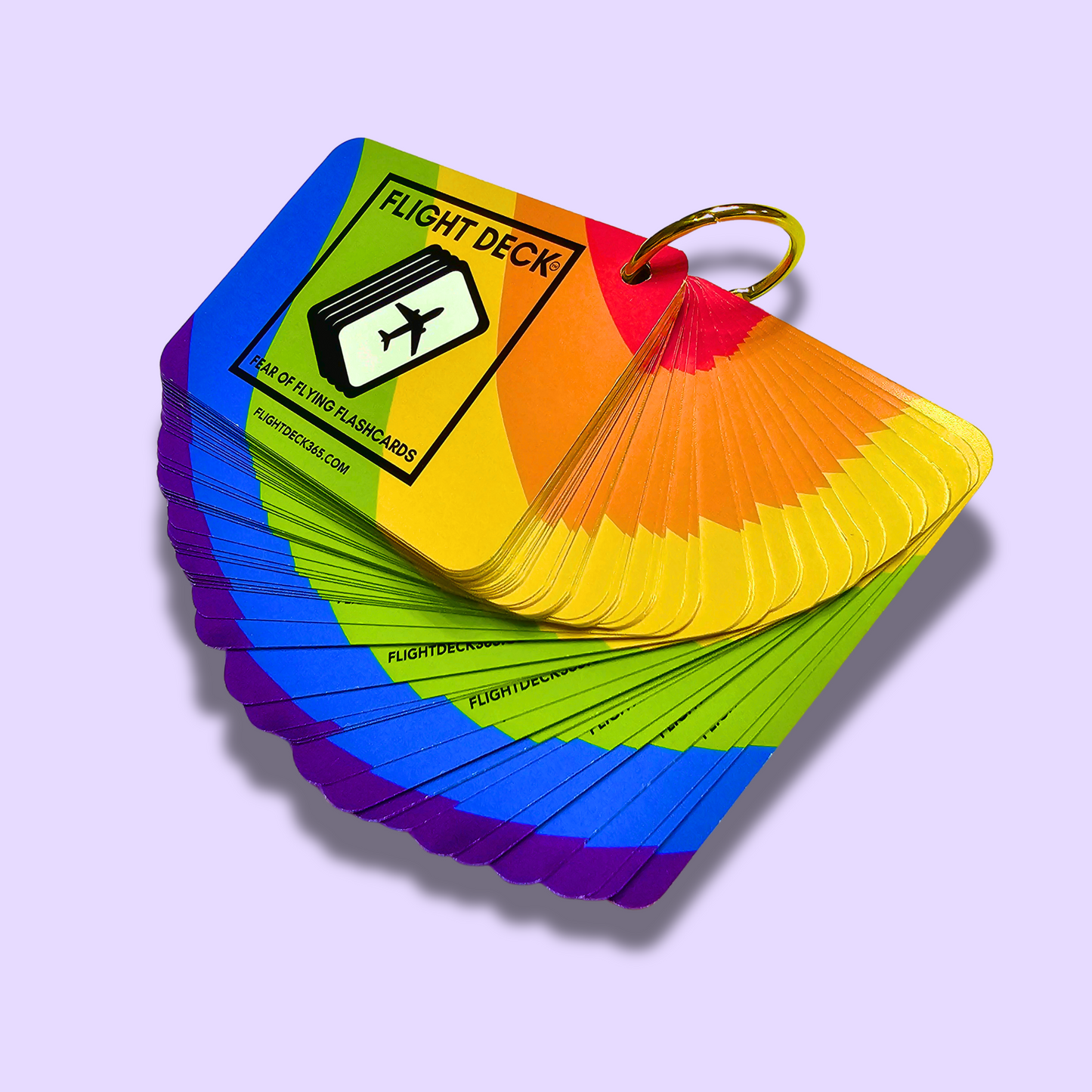 Flight Deck Fear of Flying Flashcards with Gold Ring Binder - RAINBOW LIMITED EDITION