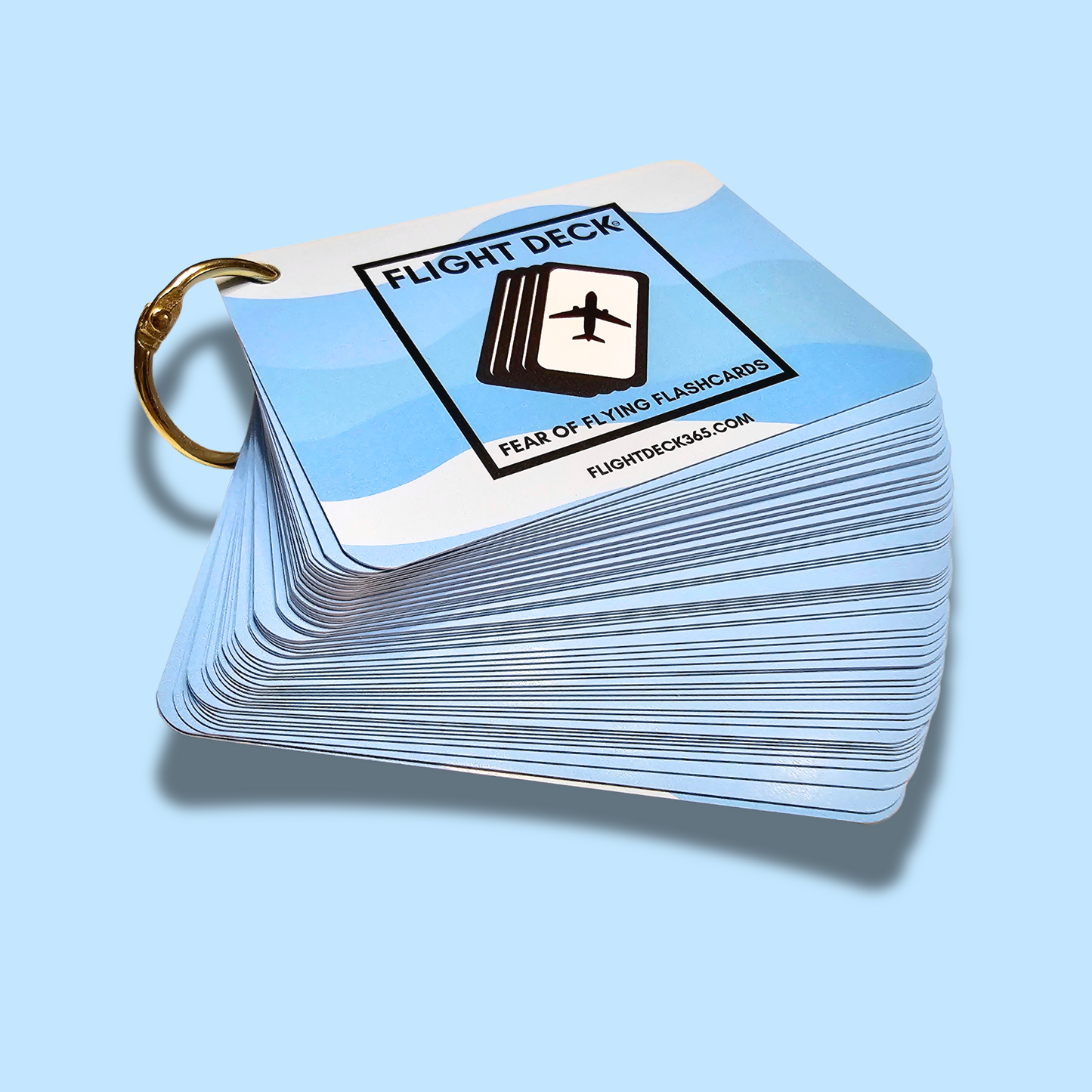 Flight Deck Fear of Flying Flashcards with Gold Ring Binder - BLUE WAVE DESIGN - Free Shipping