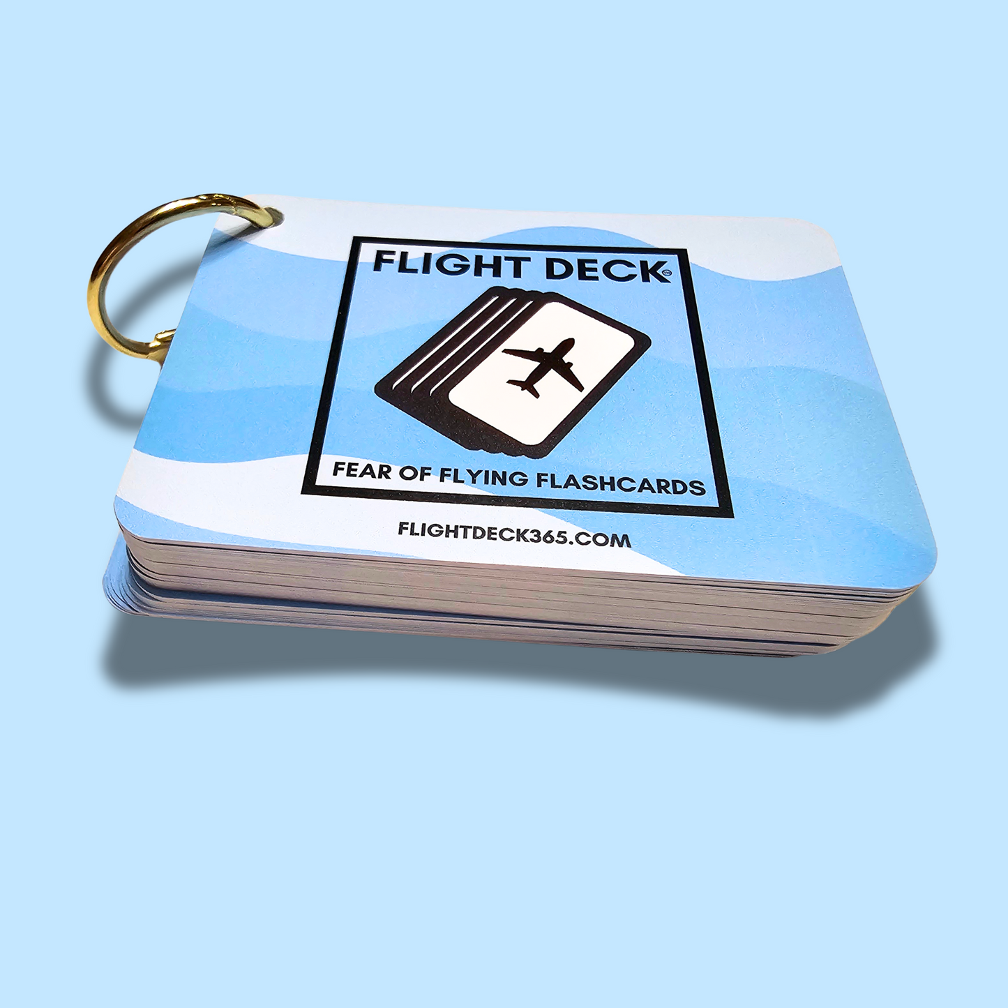 Flight Deck Fear of Flying Flashcards with Gold Ring Binder - BLUE WAVE