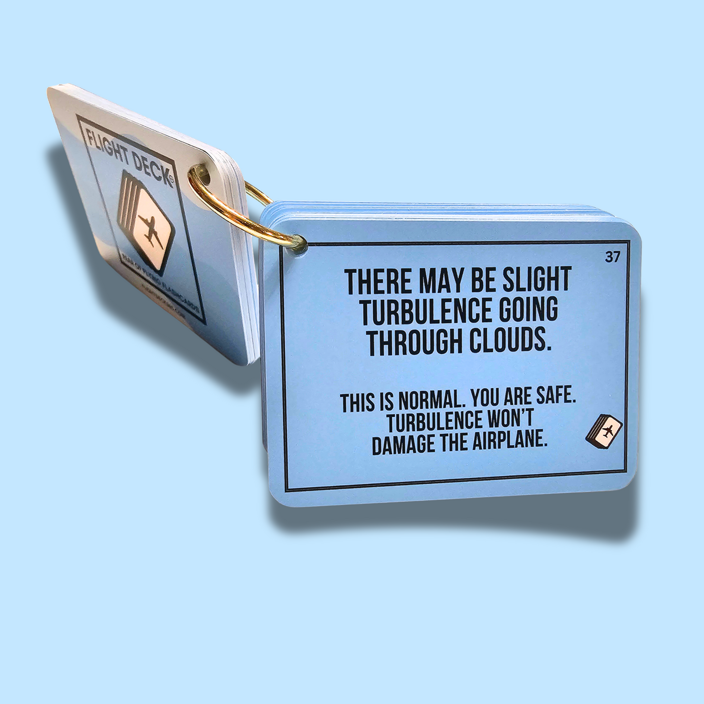 Flight Deck Fear of Flying Flashcards with Gold Ring Binder - BLUE WAVE