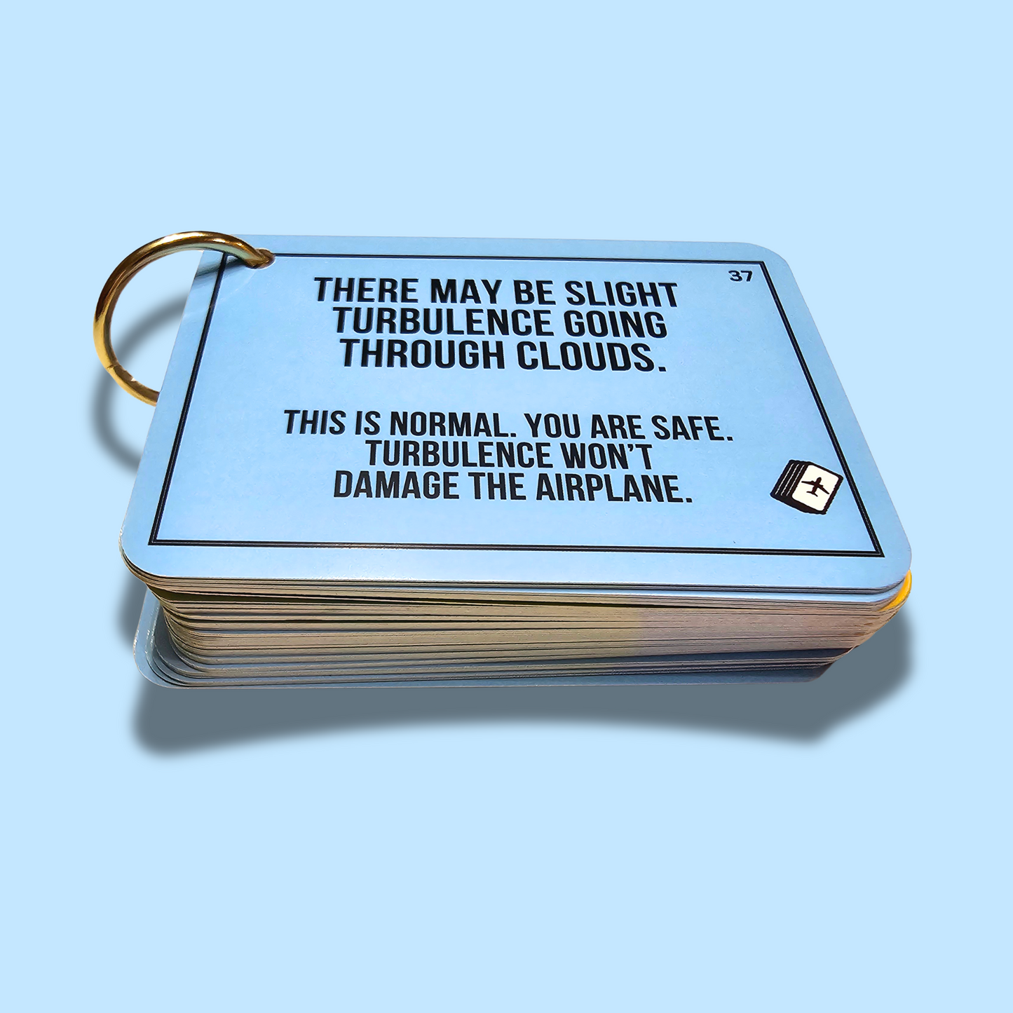 Flight Deck Fear of Flying Flashcards with Gold Ring Binder - BLUE WAVE