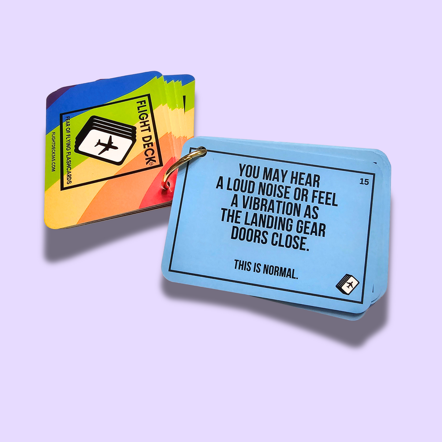 Flight Deck Fear of Flying Flashcards with Gold Ring Binder - RAINBOW LIMITED EDITION