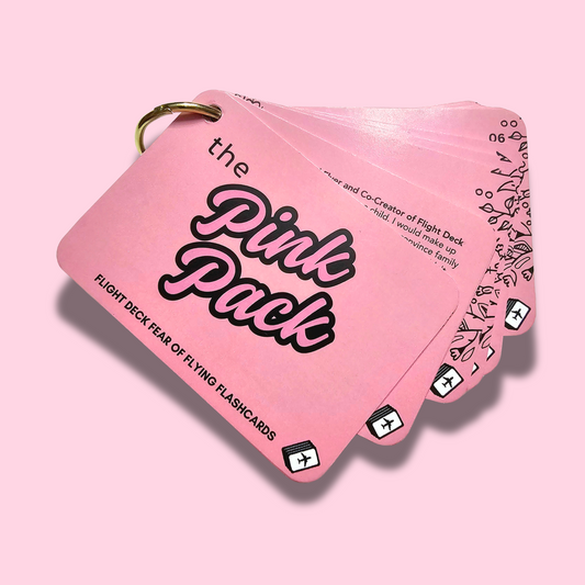 Flight Deck Fear of Flying Flashcards with Gold Ring Binder - TEA ROSE PINK DESIGN - Free Shipping
