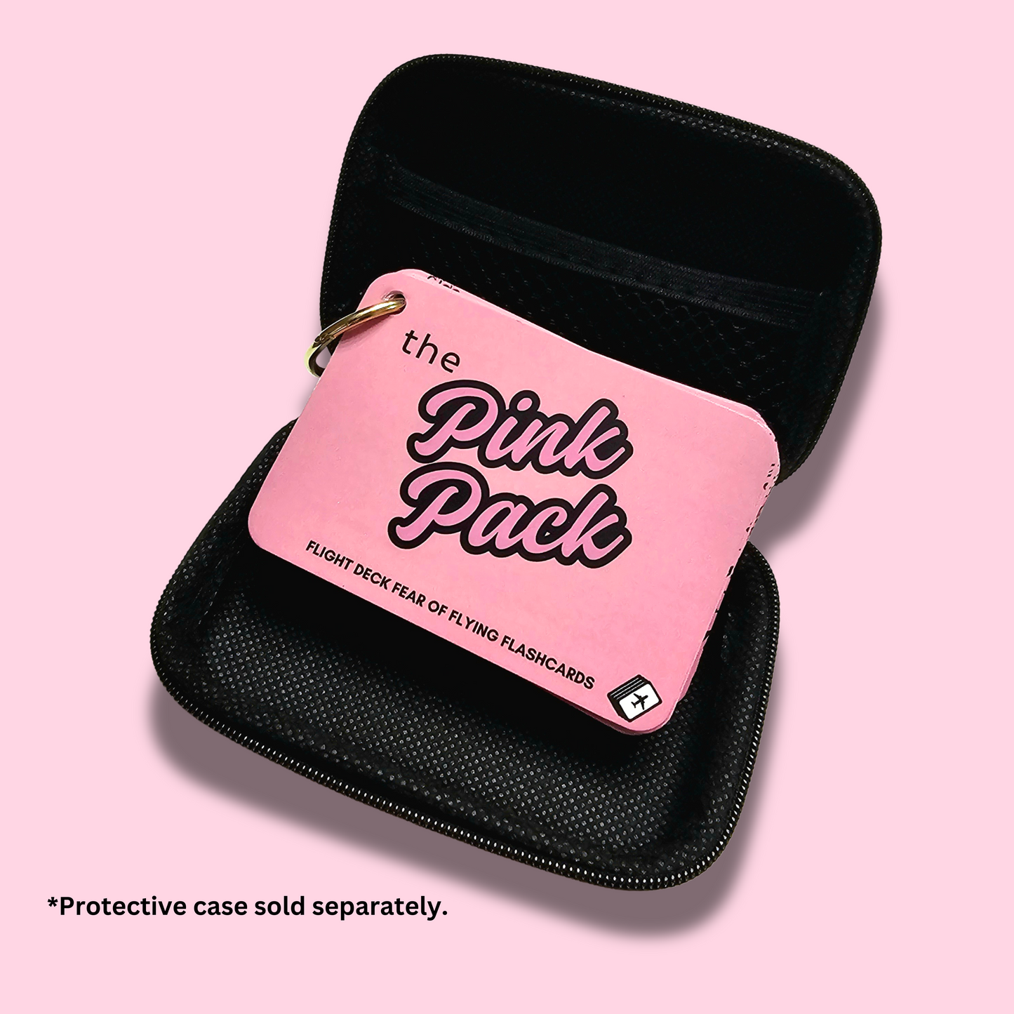 Flight Deck Fear of Flying Flashcards with Gold Ring Binder - TEA ROSE PINK