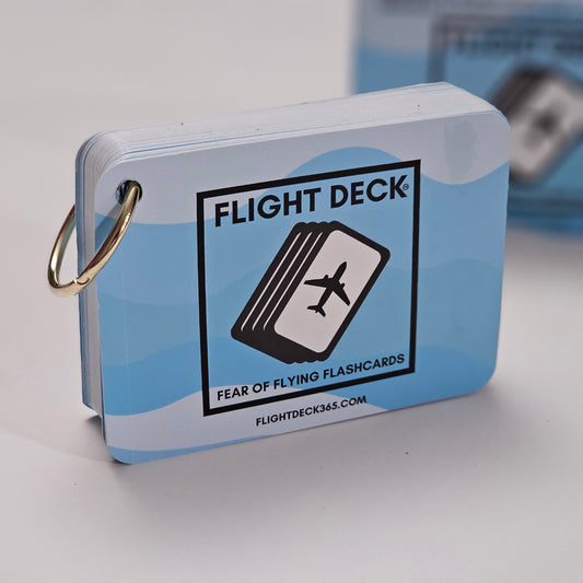 B- Flight Deck Fear of Flying Flashcards with Gold Ring Binder Blue Wave Design