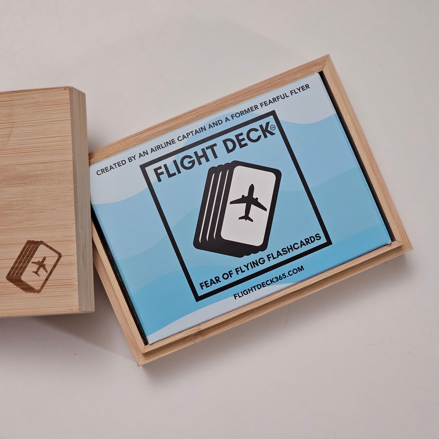 E- Bamboo Storage Case with Flight Deck Logo (flashcards not included)