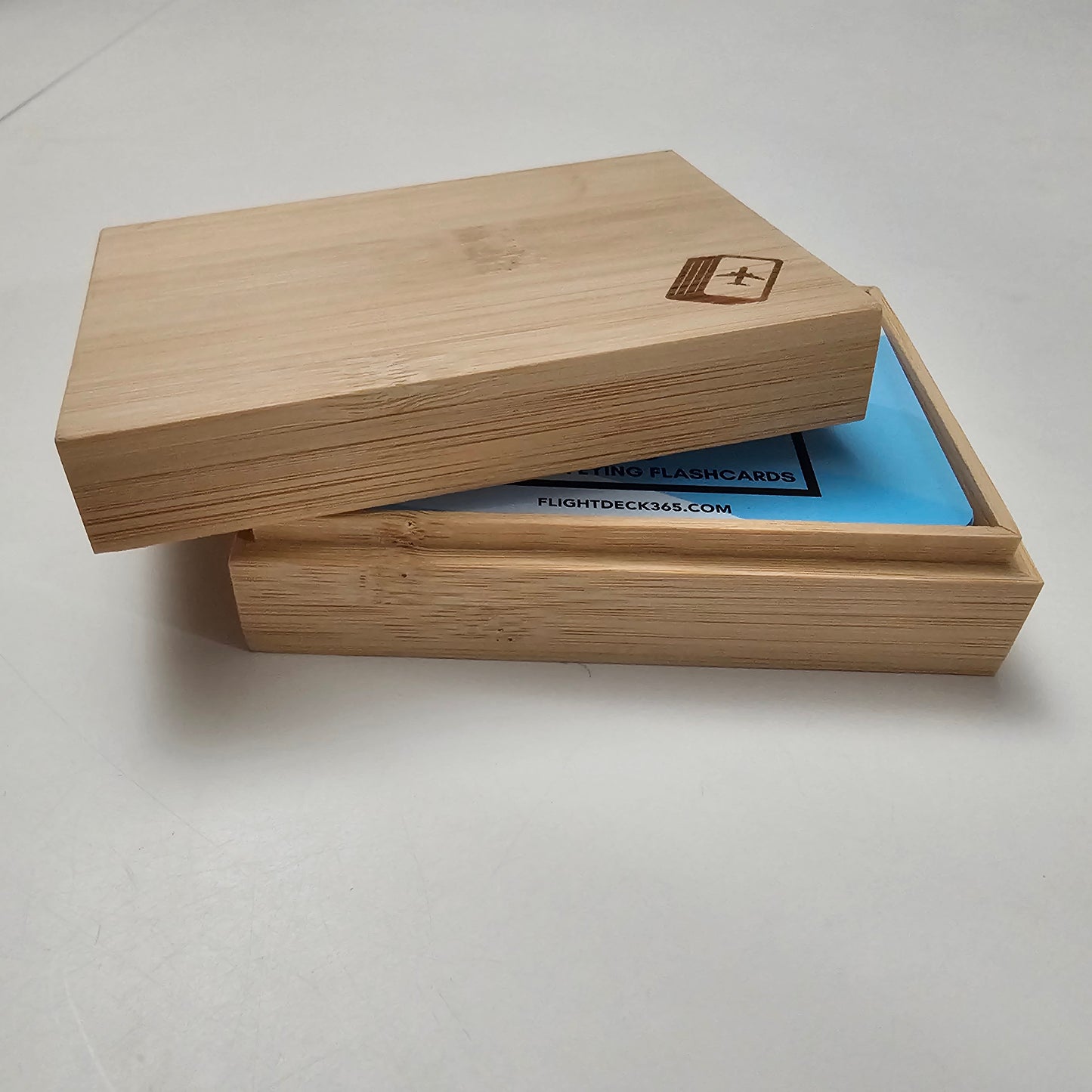 E- Bamboo Storage Case with Flight Deck Logo (flashcards not included)