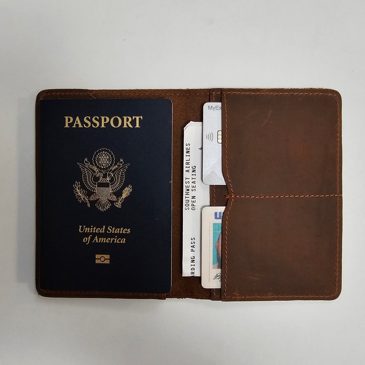 H - Leather Passport and I.D. Wallet with the Flight Deck Logo (flashcards not included)